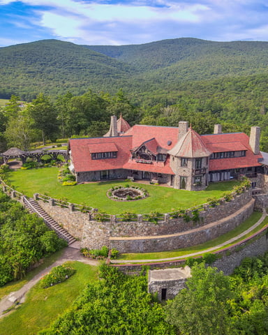 Aerial view of Castle in the Clouds in Moultonborough, NH. Photo by Colleen Crowley Photography